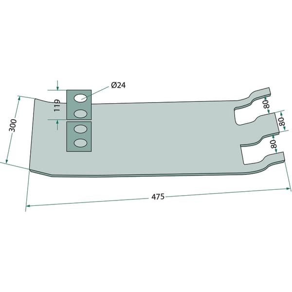 Græsslåmaskine-bundplade 475 mm til Kuhn 55911300