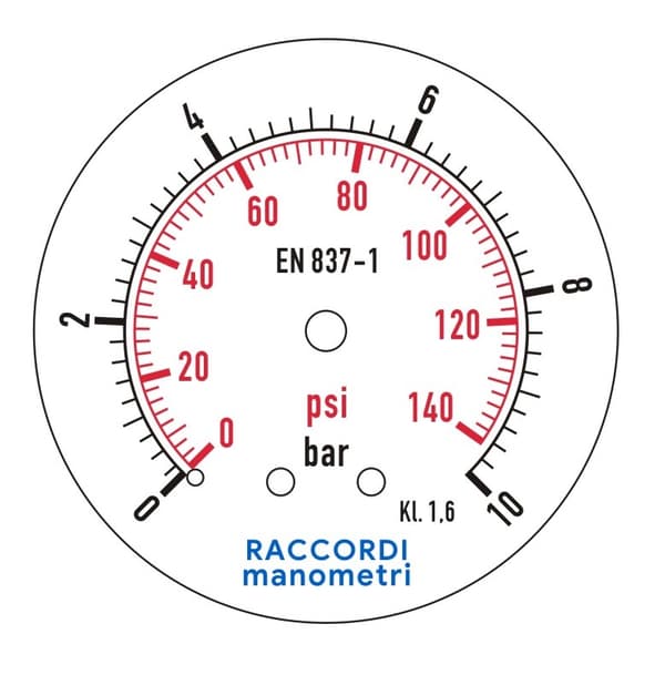 Bagtryksmåler 10 bar MG3-63 gevind 1/4"