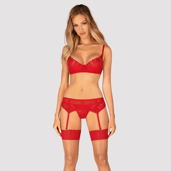 Obsessive 3-delat spetsset Ingridia Red ML