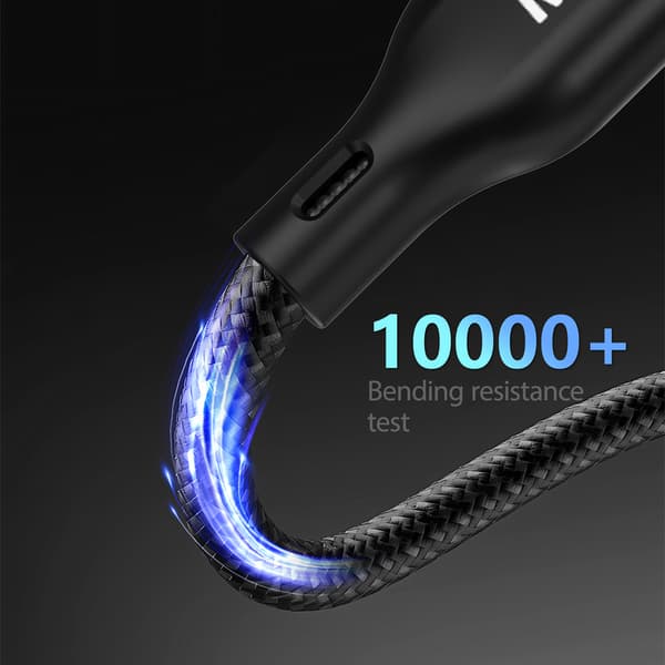 3-i-1-kabel USB-C - USB-C / iPhone Lightning / Apple Watch-oplader PD 100W 1,2m - sort