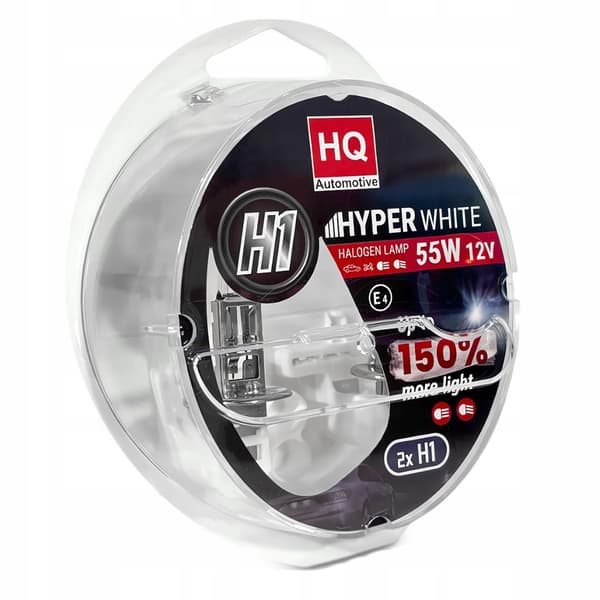 H1 bilglødlampor 12V 55W Hyper White +150% sæt 2 stk