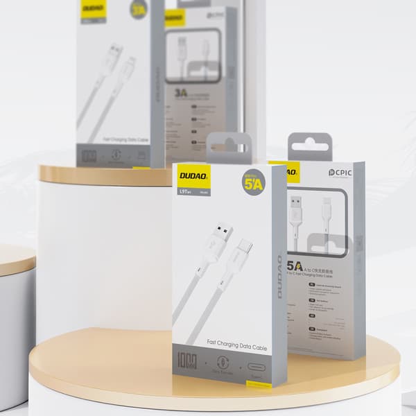 Kaapeli USB-A - USB-C 5A 1m - valkoinen