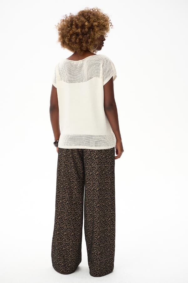 Damebluse med gedemønster, ecru, 40/42