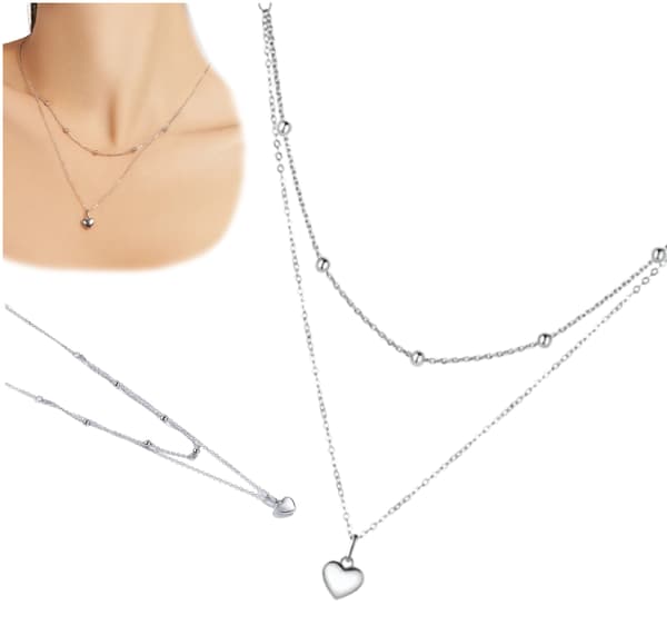 Collar de corazón de plata Collar de cadena Plata 925 Collar confiable
