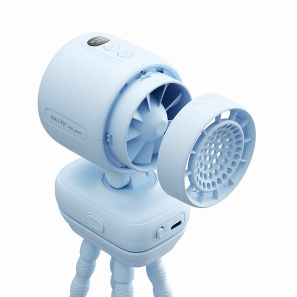 Mini klapvognsventilator med fleksibelt stativ 5000mAh - Blå