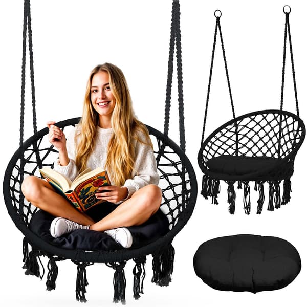 BOHO riippuva puutarhakeinu, musta