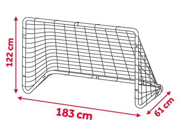 Stort fodboldmål, 183 x 122 x 61 cm