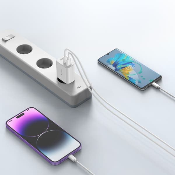 Vægoplader NC30W 2x USB-C USB-A 30W - sort