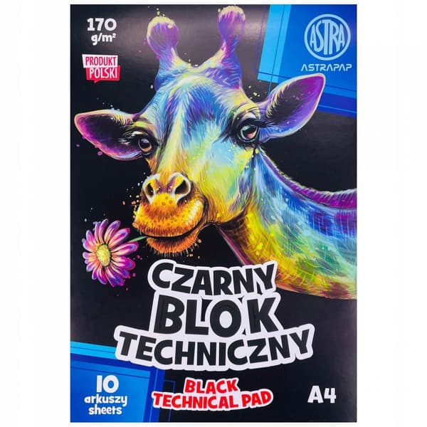 Teknisk blok ASTRAPAP SORT A4 170g 10 ark