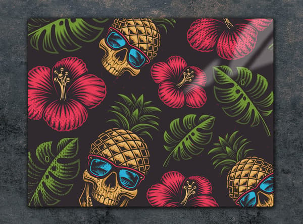 GLAS SKÆREBRÆT 52x40 ANANAS