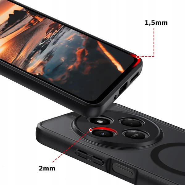 MAGSAFE SORT MATET ETUI TIL XIAOMI REDMI 14c + 2x GLAS