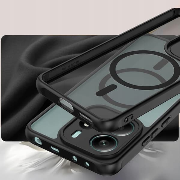 MAGSAFE SORT MATET ETUI TIL XIAOMI REDMI NOTE 14 5G + 2x GLAS