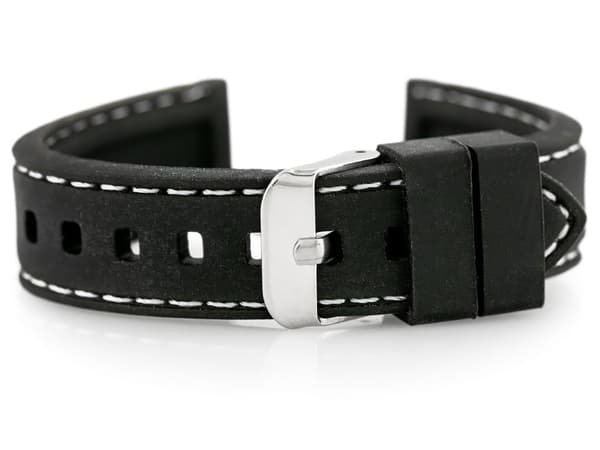 U20 gummirem til uret - sort/hvid 20mm
