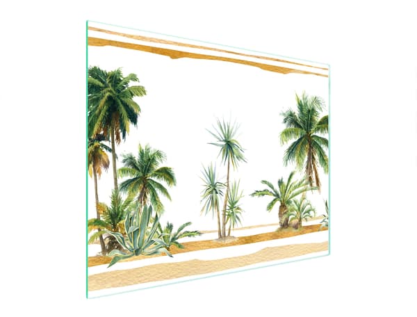 SKÄRBRÄDA I GLAS 52x40 PALMTRÄD