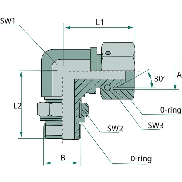 WAE G1/4" x G1/4" hydraulisk albueforbindelse