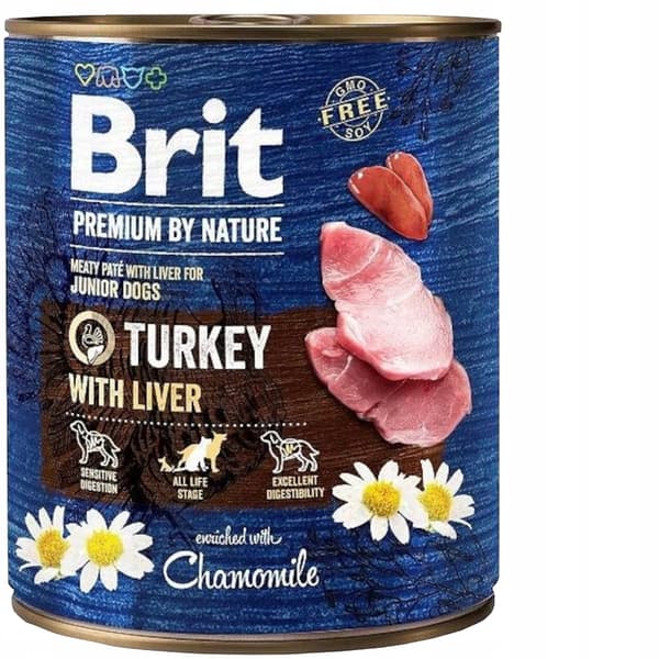 Brit Premium by Nature våtfoder för hundar kalkon 12x800g