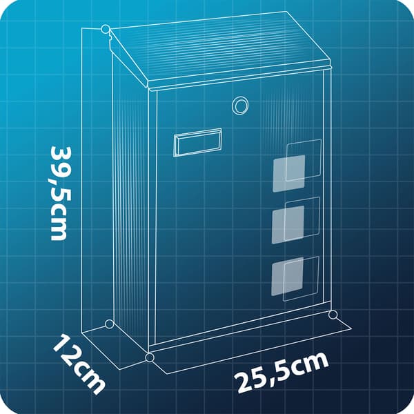 Postkasse 39x25,5x12 cm sort HM-864