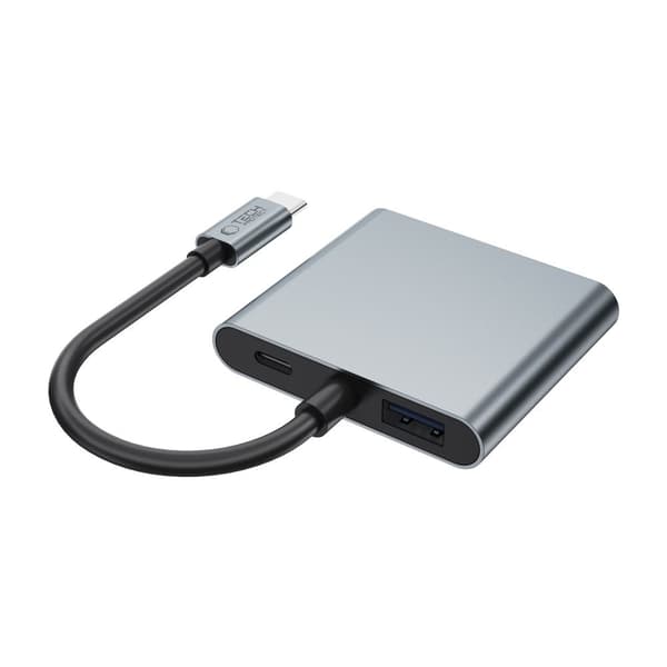 HUB-sovitin 4in1 USB-C USB-A 2x HDMI 4K 60HZ - harmaa