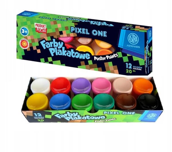 Pixel One Skoleplakatmaling 12 farver 20 ml