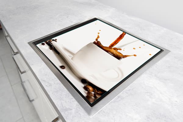 GLASBESKYTTELSESPLADE TIL KOMFUR 50x52 KAFFE