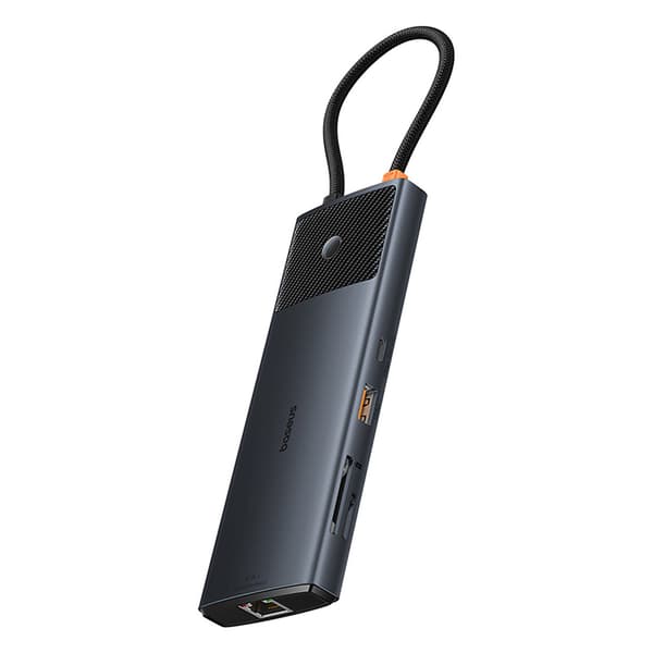 HUB-sovitinjakaja 10in1 HDMI USB-A USB-C RJ45 SD TF - harmaa