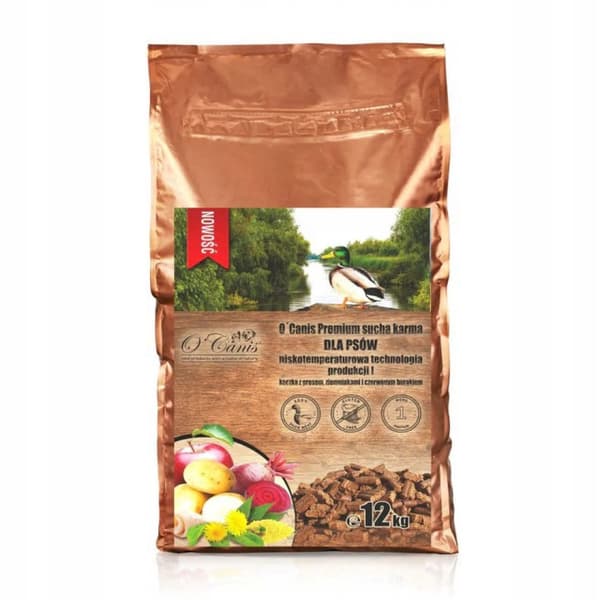 O'Canis Premium torrfoder för hundar med anka, hirs och potatis 12 kg