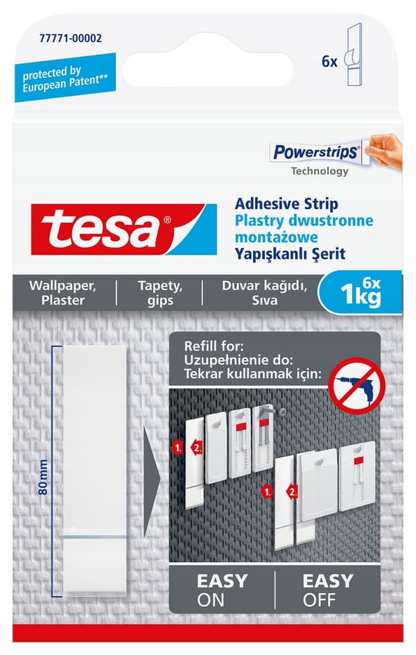 tesa monteringsremsor för tapeter och gips 6 st 1 kg