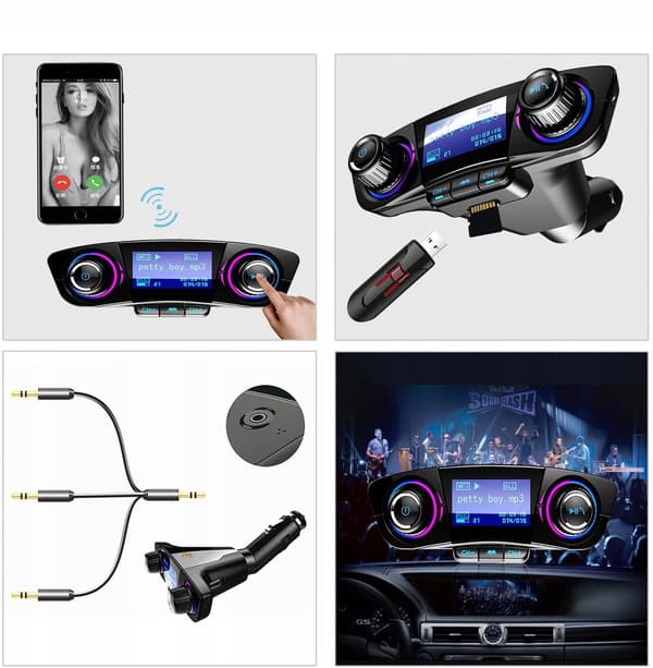 FM-SÄNDARE BLUETOOTH 5.0 USB MULTIMEDIA 8-i-1