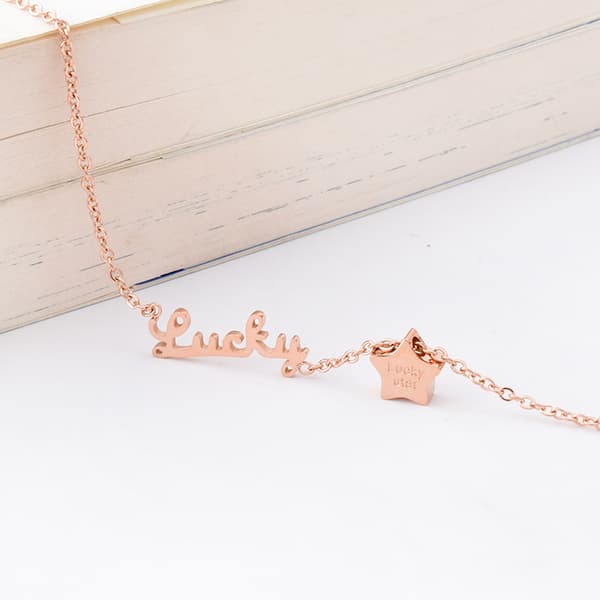 PULSERA DE TOBILLO DE LA SUERTE DE ORO ROSA