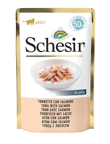 Schesir Tonfisk och Lax Våtfoder för Katt 24x50g