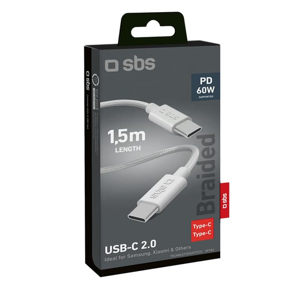 USB-C 60W Punottu Kaapeli 1.5m - Harmaa