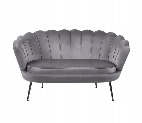Furnitex Art déco 2-sits vardagsrumssoffa, grå sammet, klädd