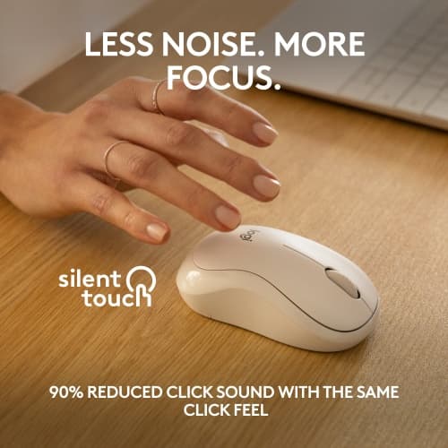 Logitech M240 Silent Trådlös Mus, Bluetooth, 4000 DPI, Off-White