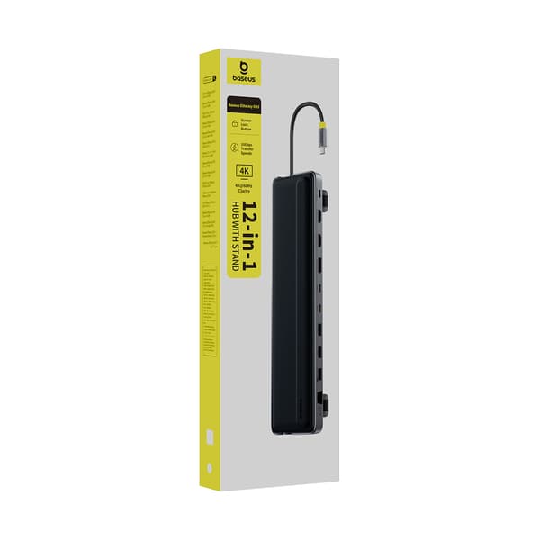 HUB 12-i-1 Dockingstation USB-C HDMI DisplayPort USB-A SD/microSD RJ45 PD - Grå