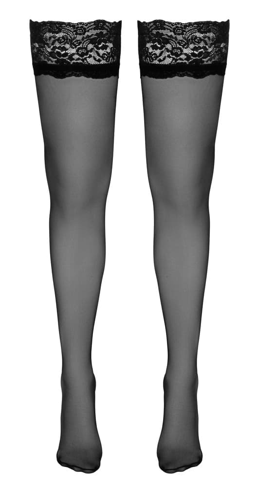 Cottelli LEGWEAR Sorte Klassiske Strømper med Høje Blonder 5
