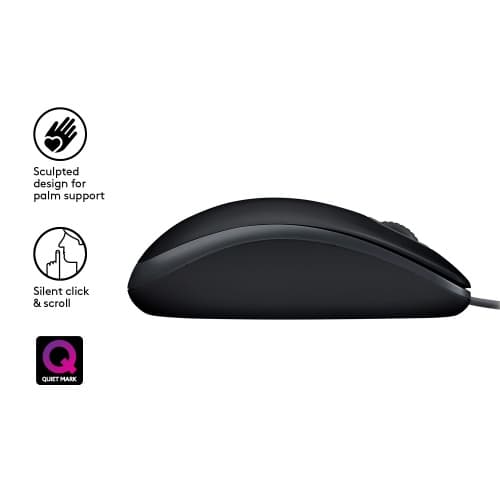Logitech B110 Silent kablet mus, USB-A, 1000 DPI, sort