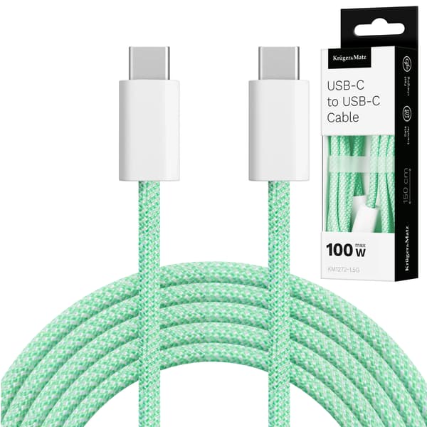 Kruger og Matz Basic USB-C-kabel grønt 100 W 1,5 m