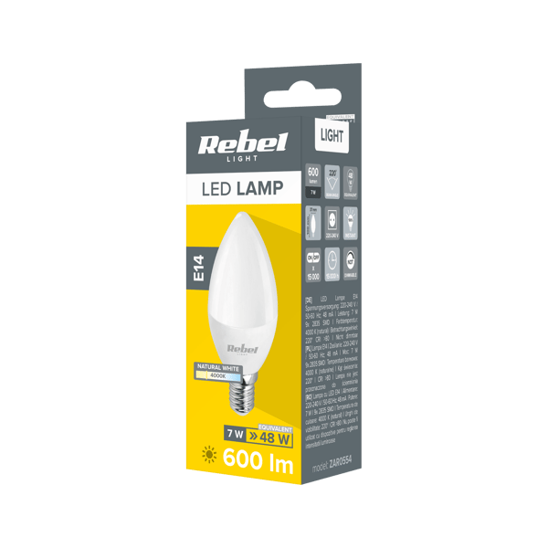 LED-kynttilälamppu 7W E14 4000K Rebel