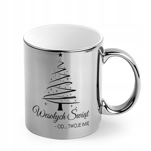 SILVERJULMUGG FÖR JULKLAPP MED DITT NAMN + DITT EGET NAMN