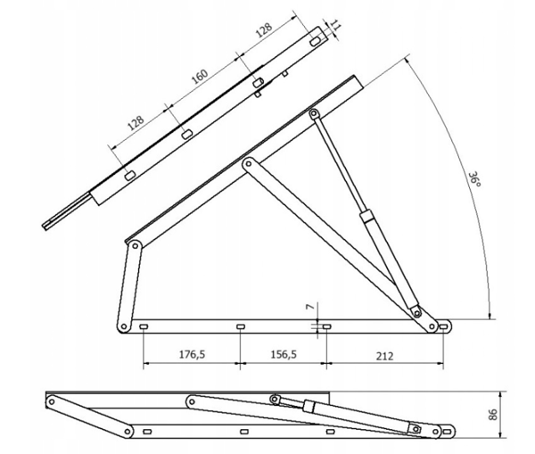 Lyftbar metallram 180x200 SIDE 48 lameller