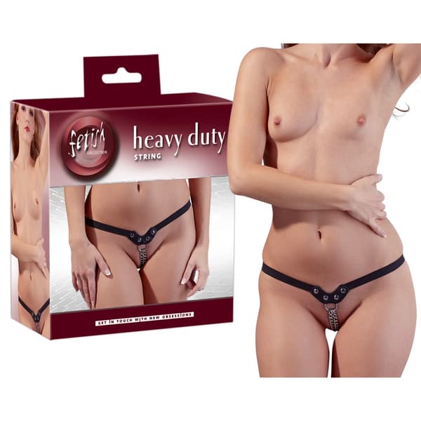 Fetish Collection Läderstringtrosa Med Kedjor BDSM