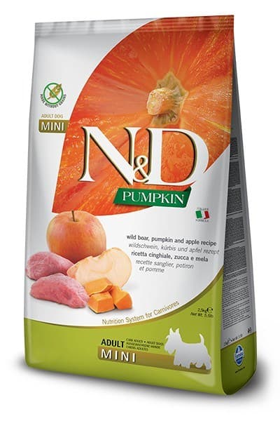FARMINA N&D GF GRÆSKAR, VILDSVIN & ÆBLE ADULT MINI tørfoder til hunde 2,5 kg