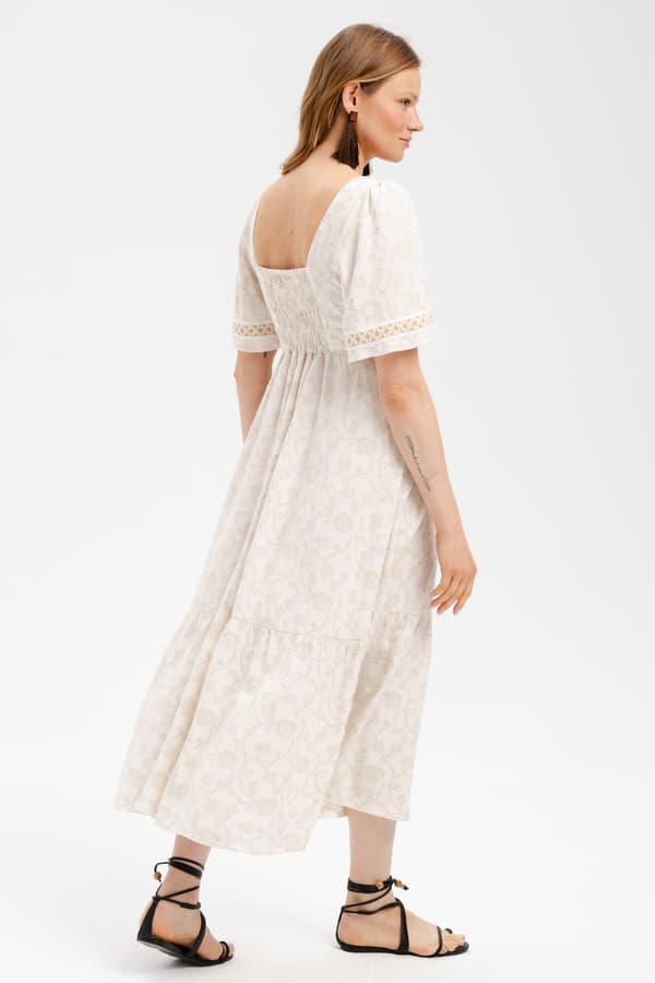 Risa Flowers -mekko vaalea beige 40