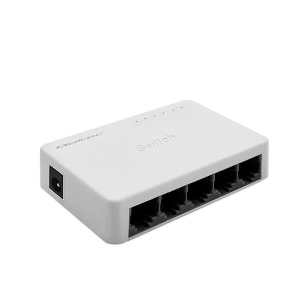 Qoltec ustyret switch netværksswitch 5 x RJ45-port | 100 Mbps | Fast Ethernet | LAN