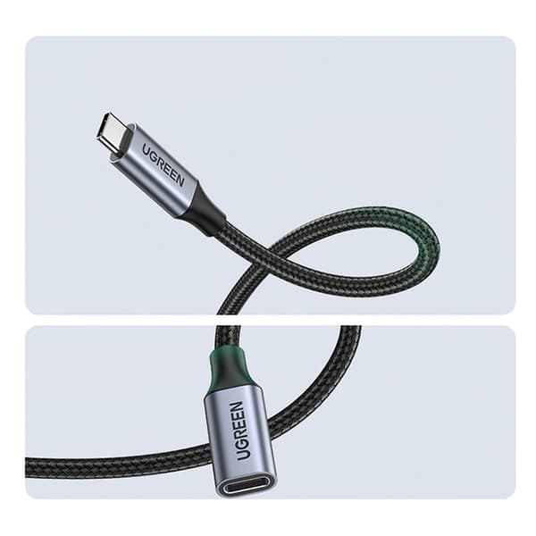 USB-C PD QC Förlängningskabel 100W 5A 10Gbps 0,5m - Grå