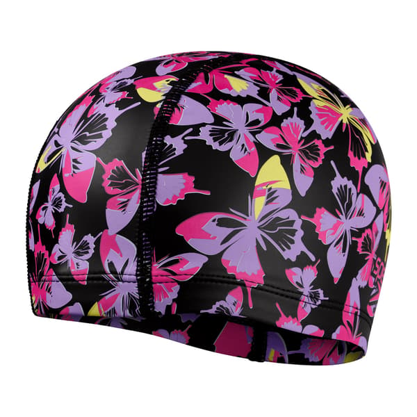 Speedo printed pace CAP junior sort/miami lilla/rosa violet badehætte