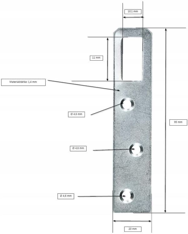 Mellem møbelophæng 95x20mm - 100 stk.