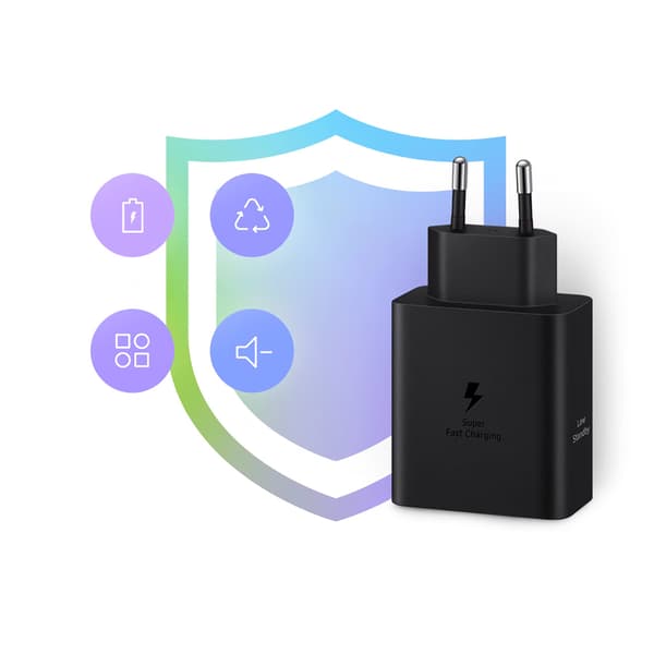 Samsung Strømadapter Duo 2x USB-C 50W Vægoplader - Sort