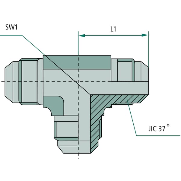 Hydraulinen T-liitin TA 7/8" JIC 350bar
