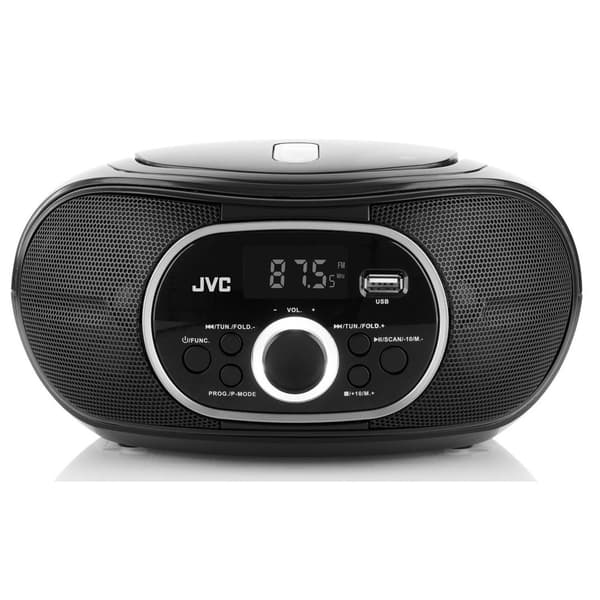 JVC RD-E221B Boombox musta, CD, USB, 2,6 W
